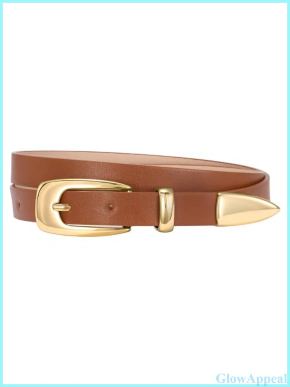 Skinny PU Leather Belt Thin Waist Belt with Gold Buckle